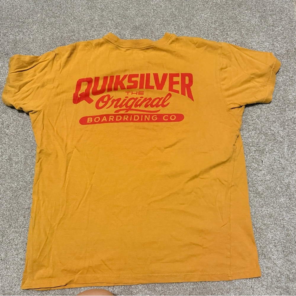 Quiksilver Men's Mustard Tee with Red Logo